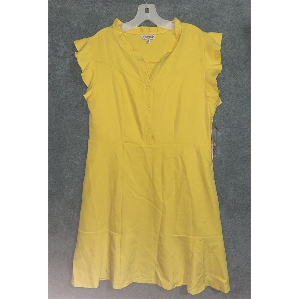 Nanette Lepore Dress Womens Size 14 Yellow Shift Ruffle Sleeve Summer Spring NWT
